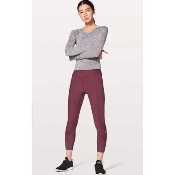 Lululemon Tight Stuff Tight II Reflective Redwood Leggings 24” Inseam Sz 8 Rare - Picture 1 of 10